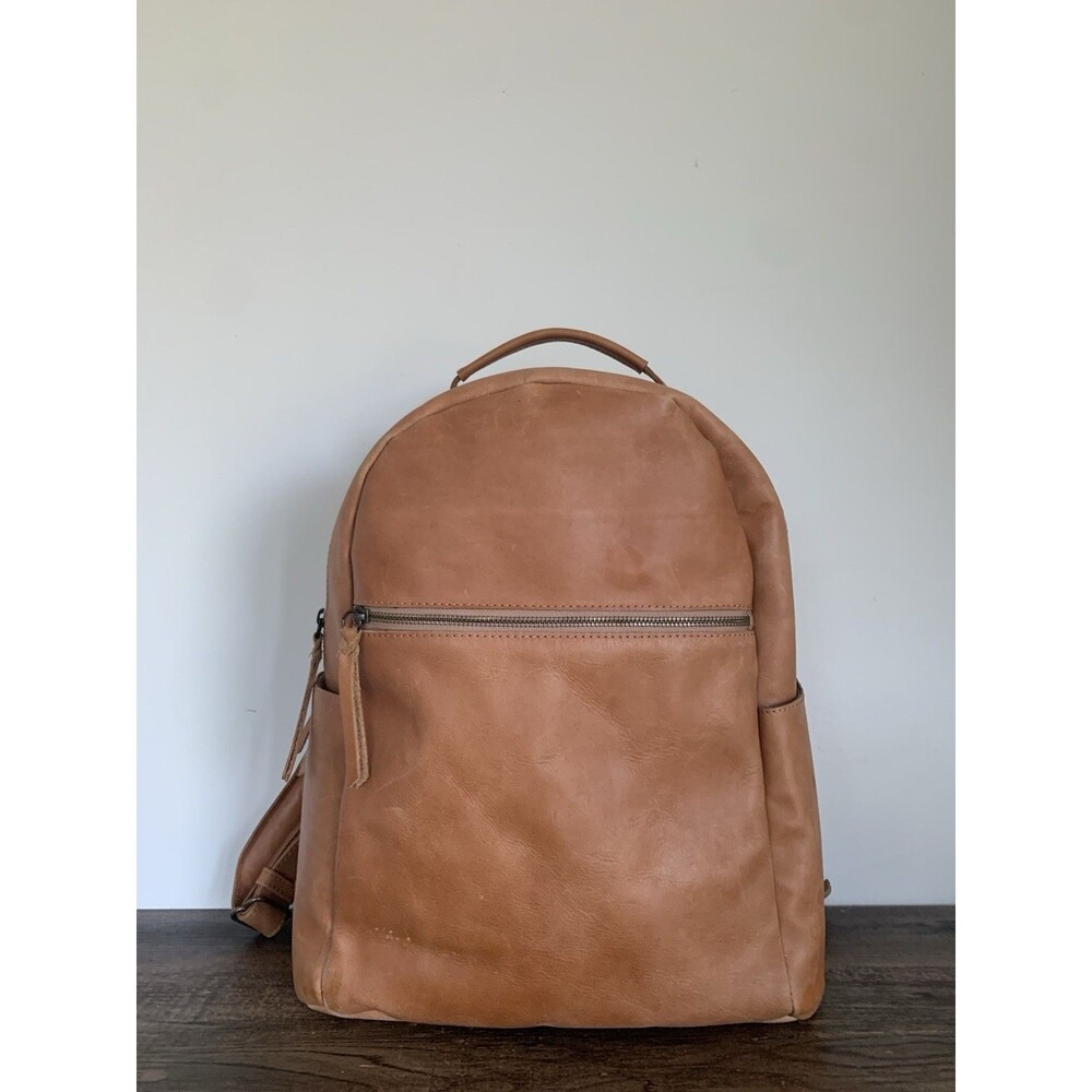 Able Alem Leather Backpack Whiskey Brown Laptop Padded Straps Dual Compartments